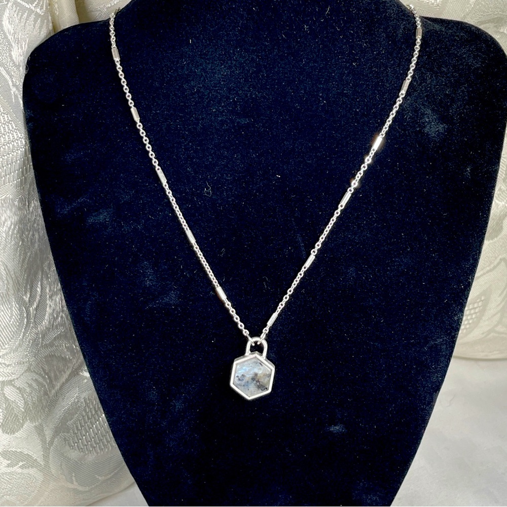 NEW! Marble Hexagon Pendant Opalescent Necklace